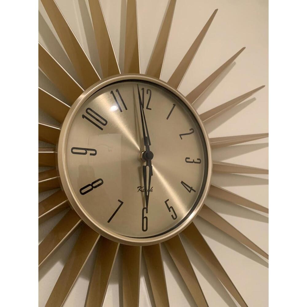 Vintage Kirch RETRO Mid Century Modern Sun Sunburst Atomic Wall Clock Metal - Picture 6 of 12